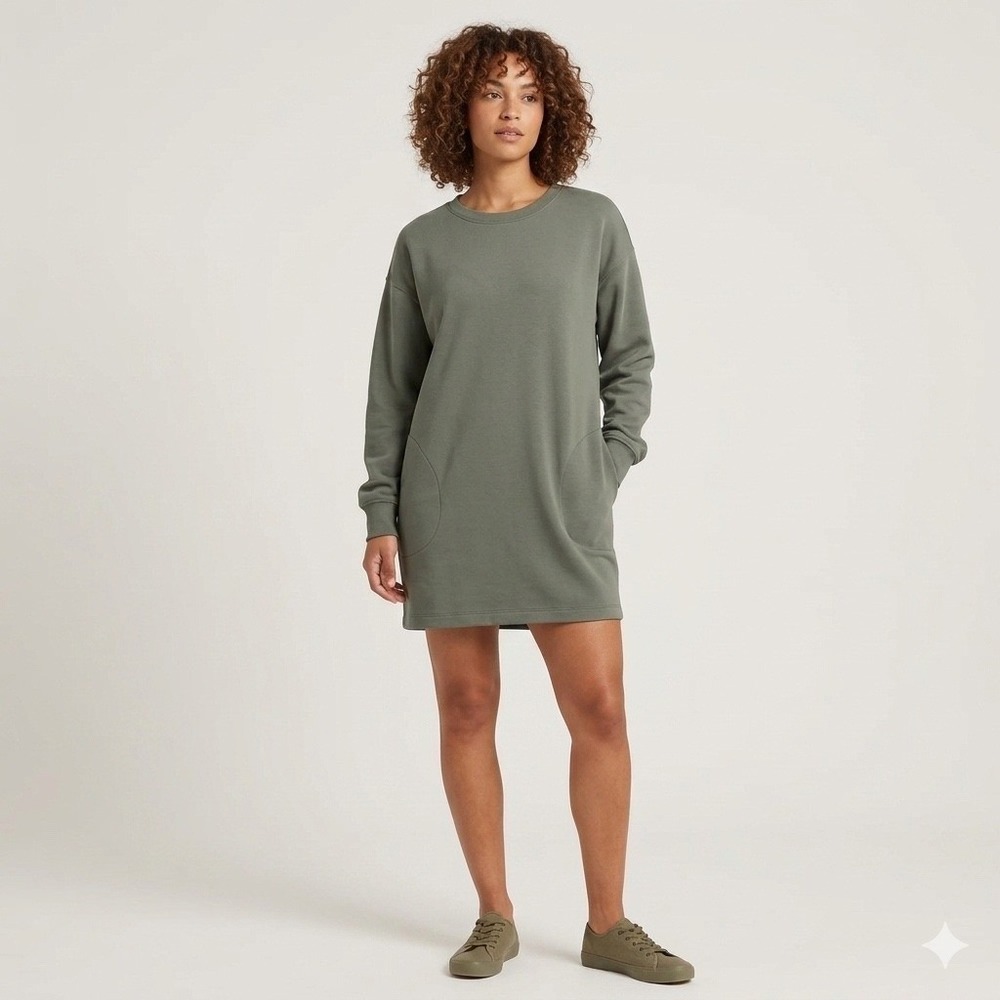 SPANX AirEssentials Sweatshirt Crew Neck Dress Sage Green Gray Size 1X